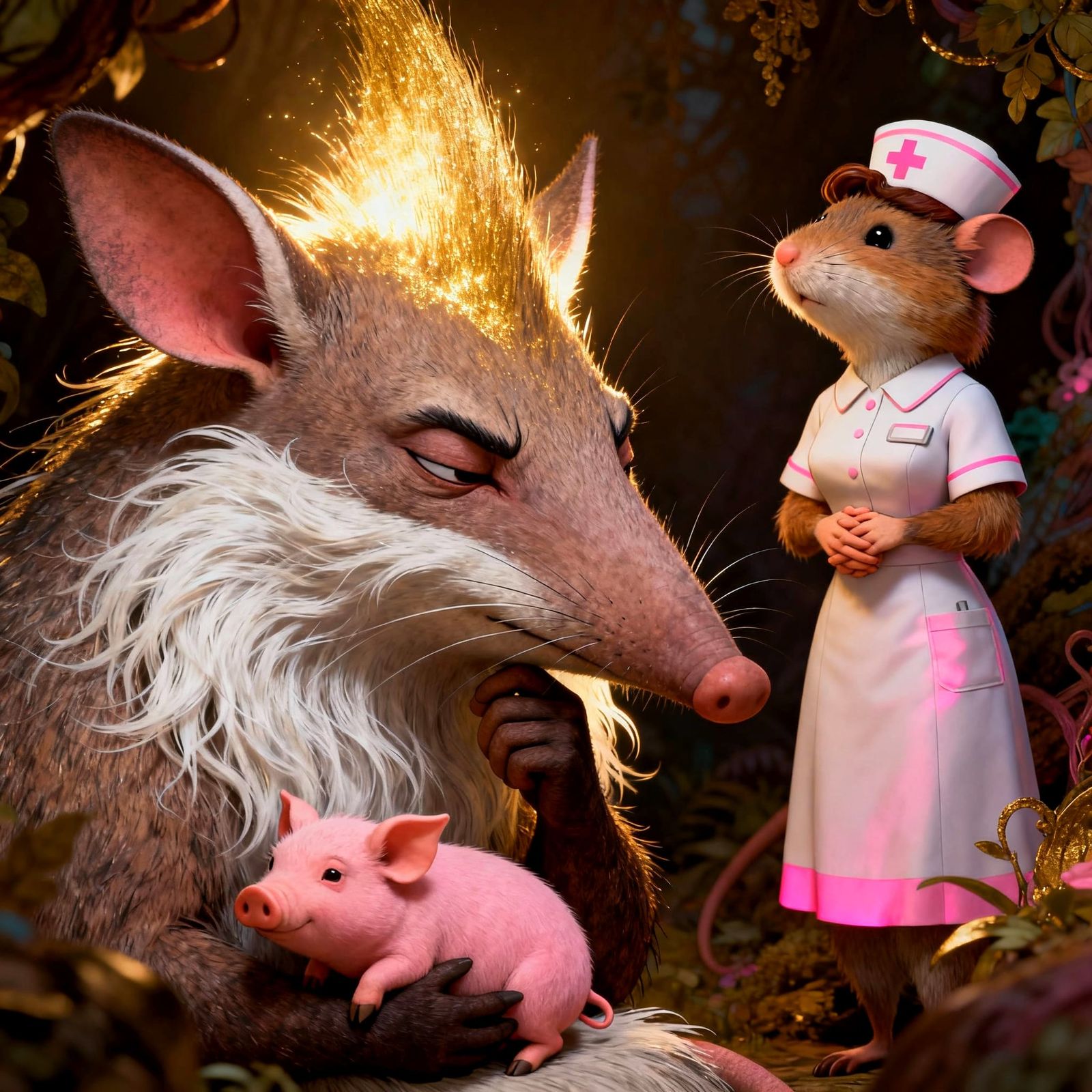 Whimsical Aardvark Lost in Thought as 3D Caricature