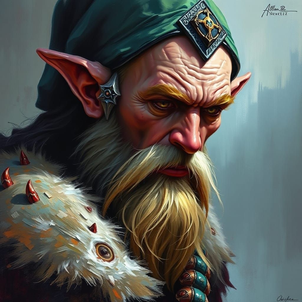 Orc Cleric in Detailed Oil Painting Style