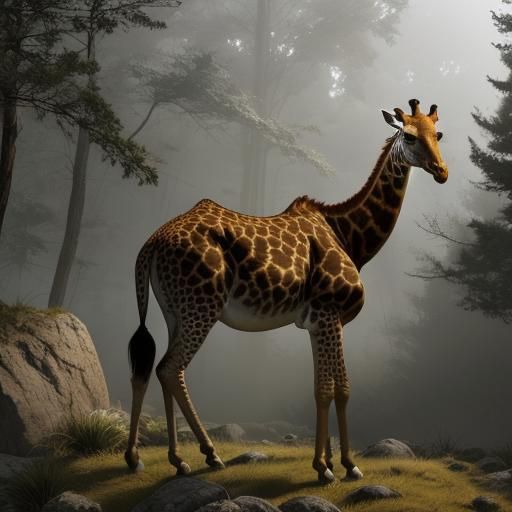 Cinematic Giraffe Portrait in National Geographic Style