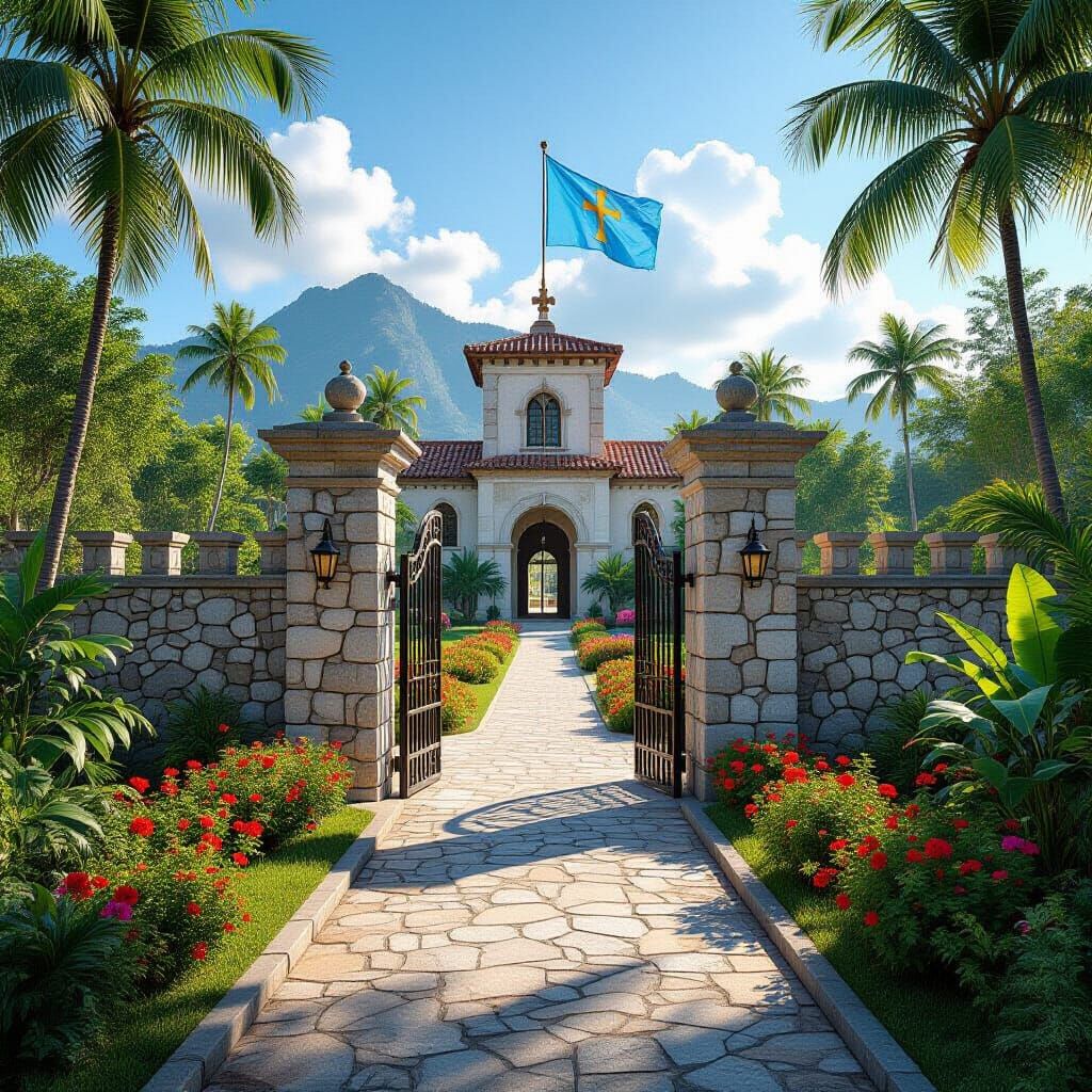 Fortress Micro Nation on Tropical Island