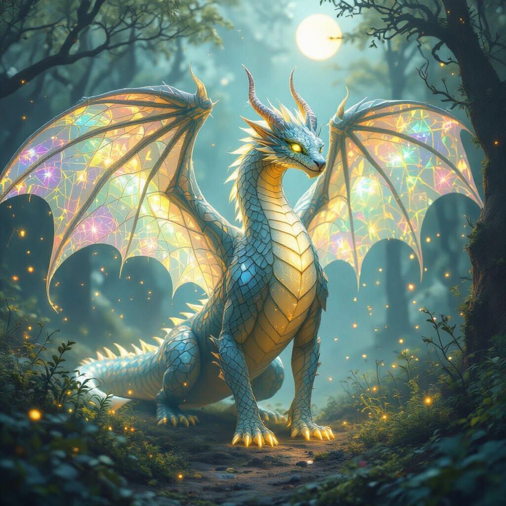 Majestic Solawyrm in Dreamlike Forest Valley