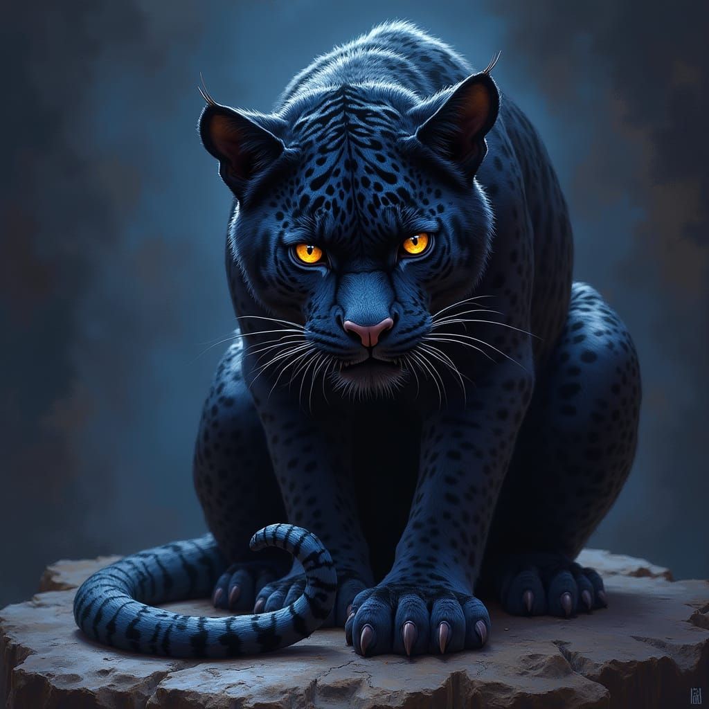 Majestic Black Panther with Golden Eyes