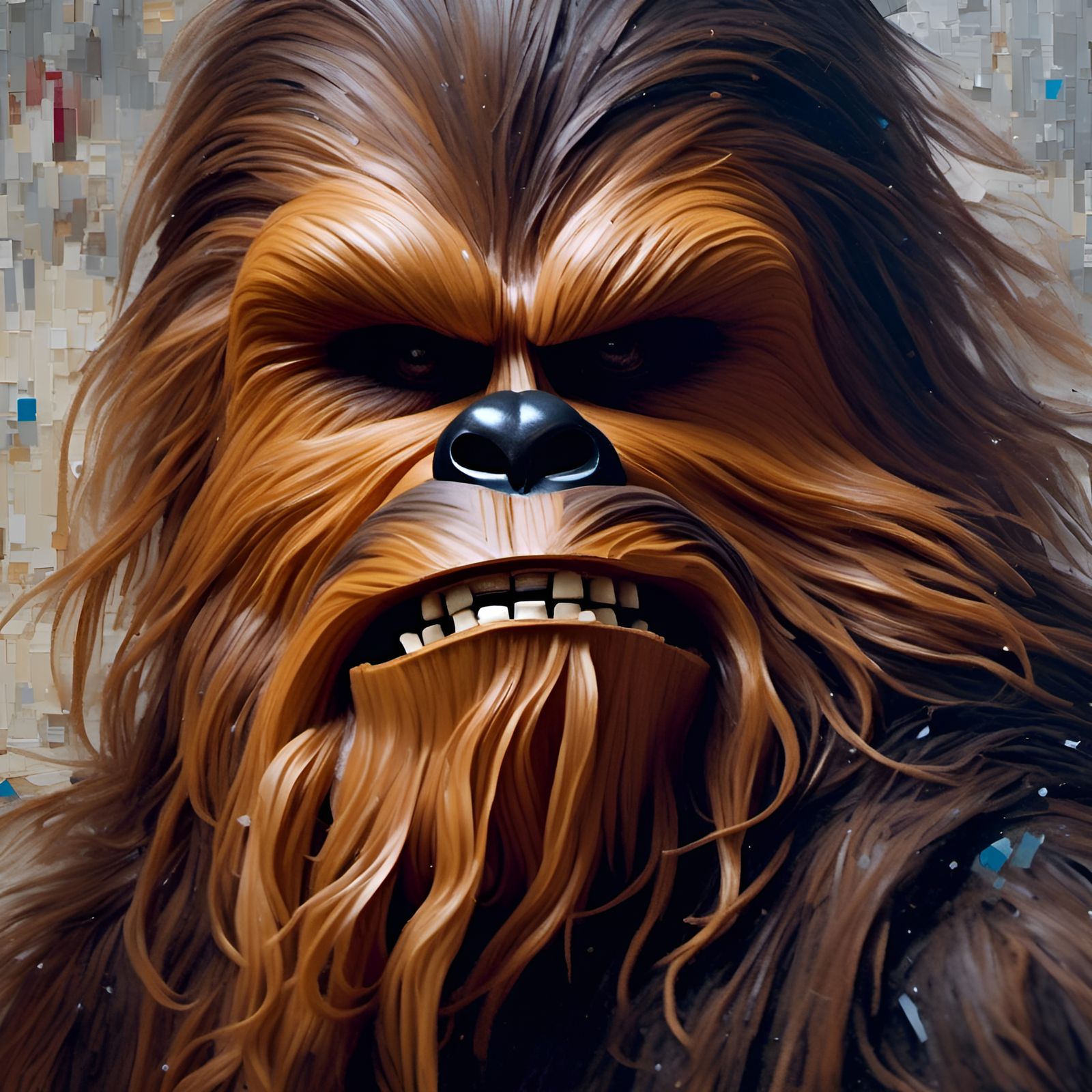 Furious Chewbacca Portrait in Impressionist Style