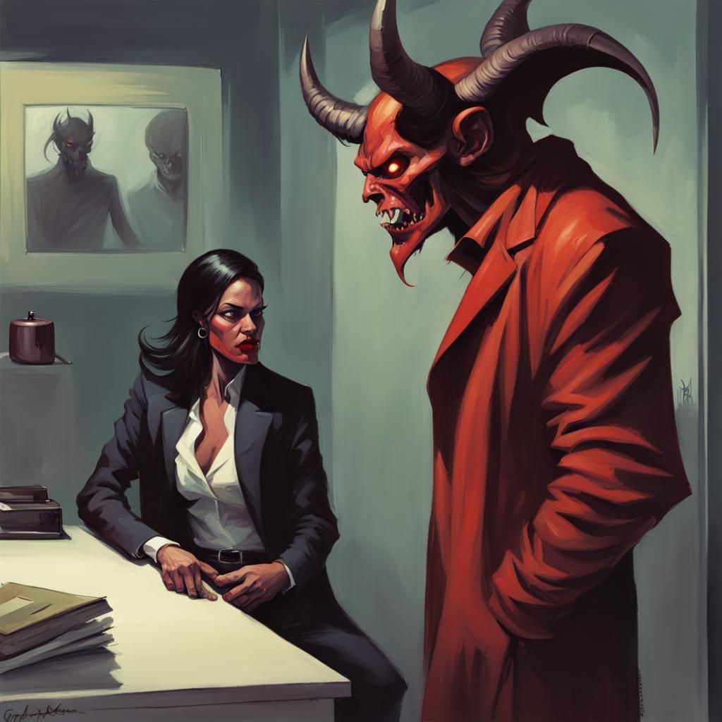 Sinister Demon Talks to Modern Woman