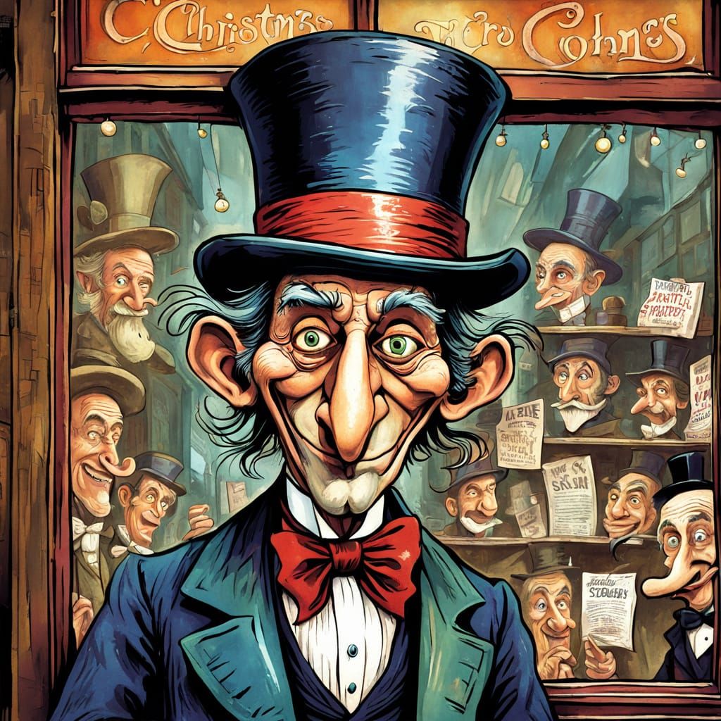 Humorous Victorian Gentleman Caricature in Graffiti Style