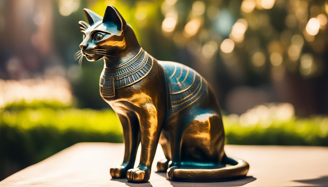 Bronze Egyptian Cat Statue in Sharp Focus