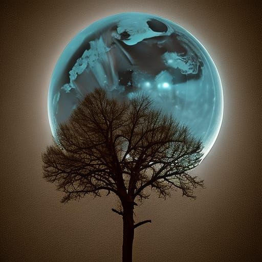 Sinister Baby Moon, Dark Fantasy Art