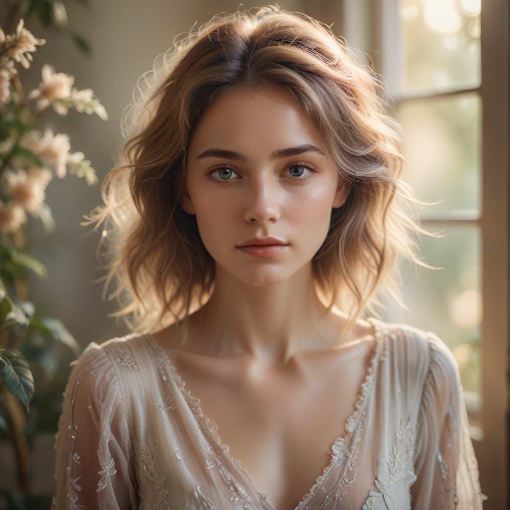 Ethereal Woman in Serene Surroundings