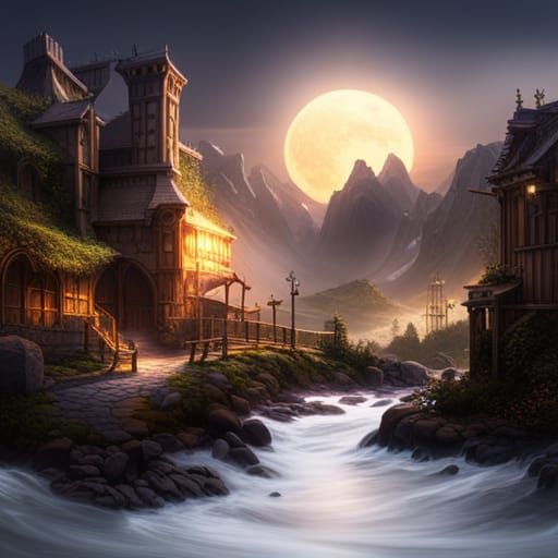Fantastical Apple in Detailed Matte Painting