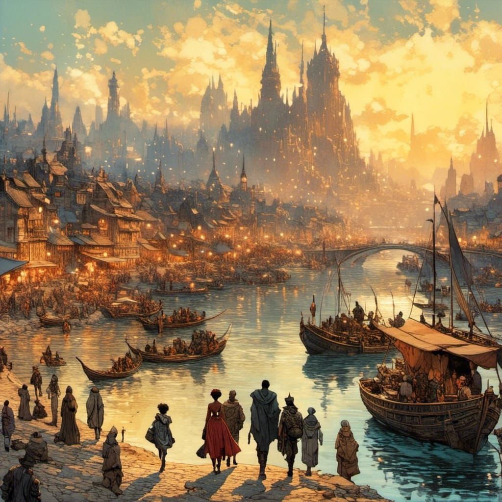 Enchanted Riverside Walk: Detailed Watercolor Portrait