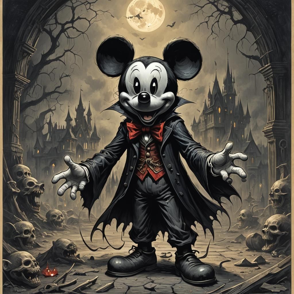 Vampire Mickey Mouse in Horror Style