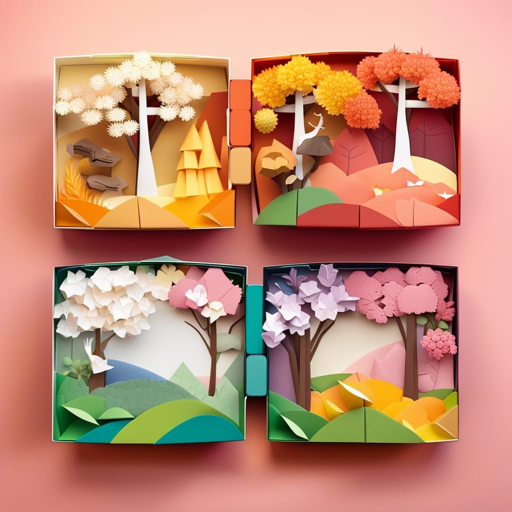 Four Seasons Bento Box in Origami Style