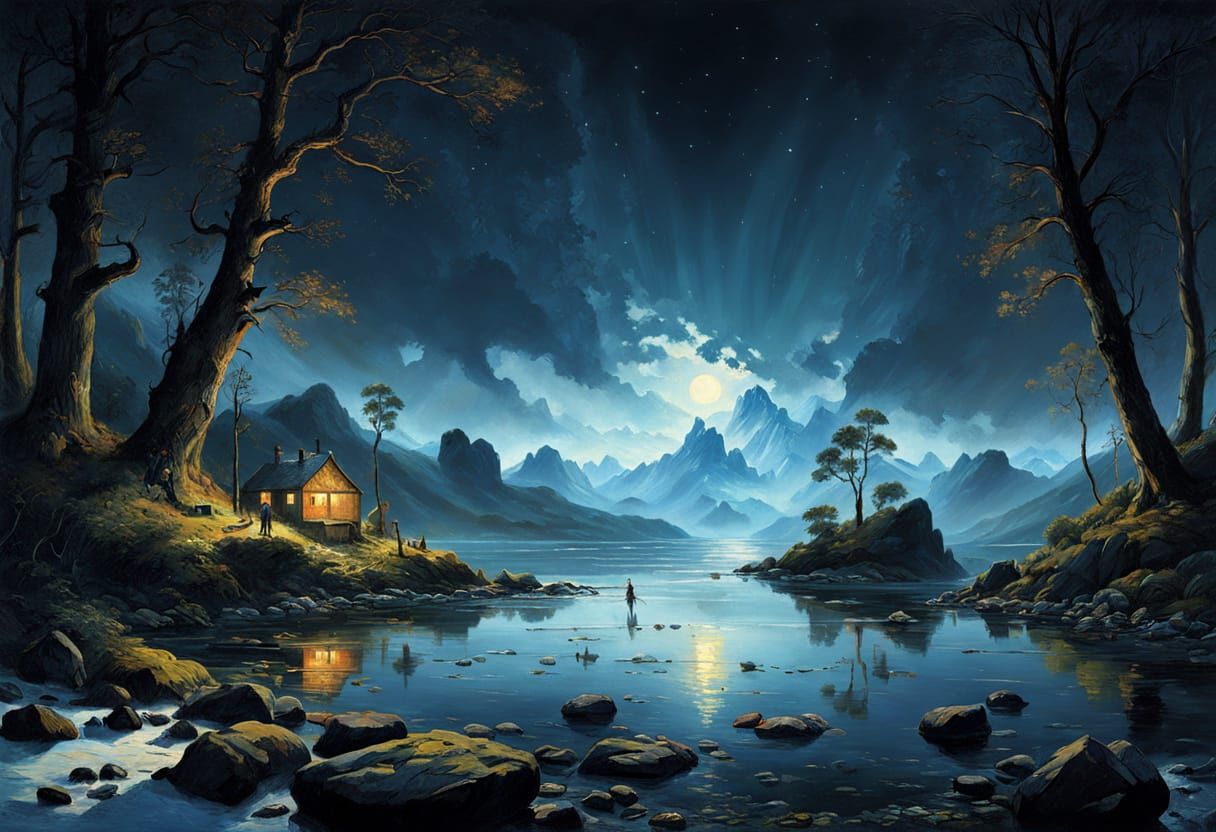 Idyllic Landscape Art in the Style of Hudson River School