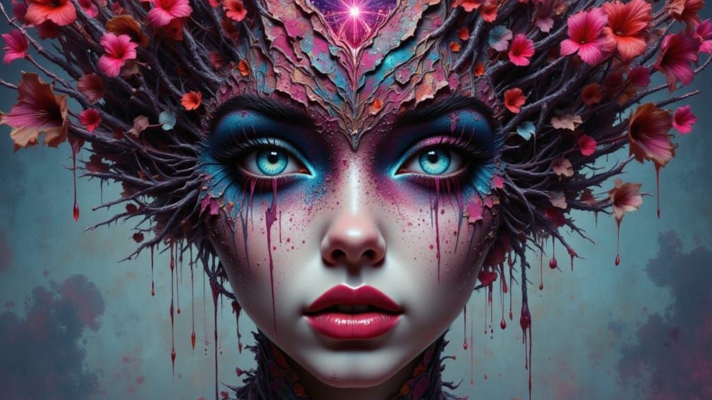 Galactic Eyes: Intricate Fantasy Portrait in Dark Studio
