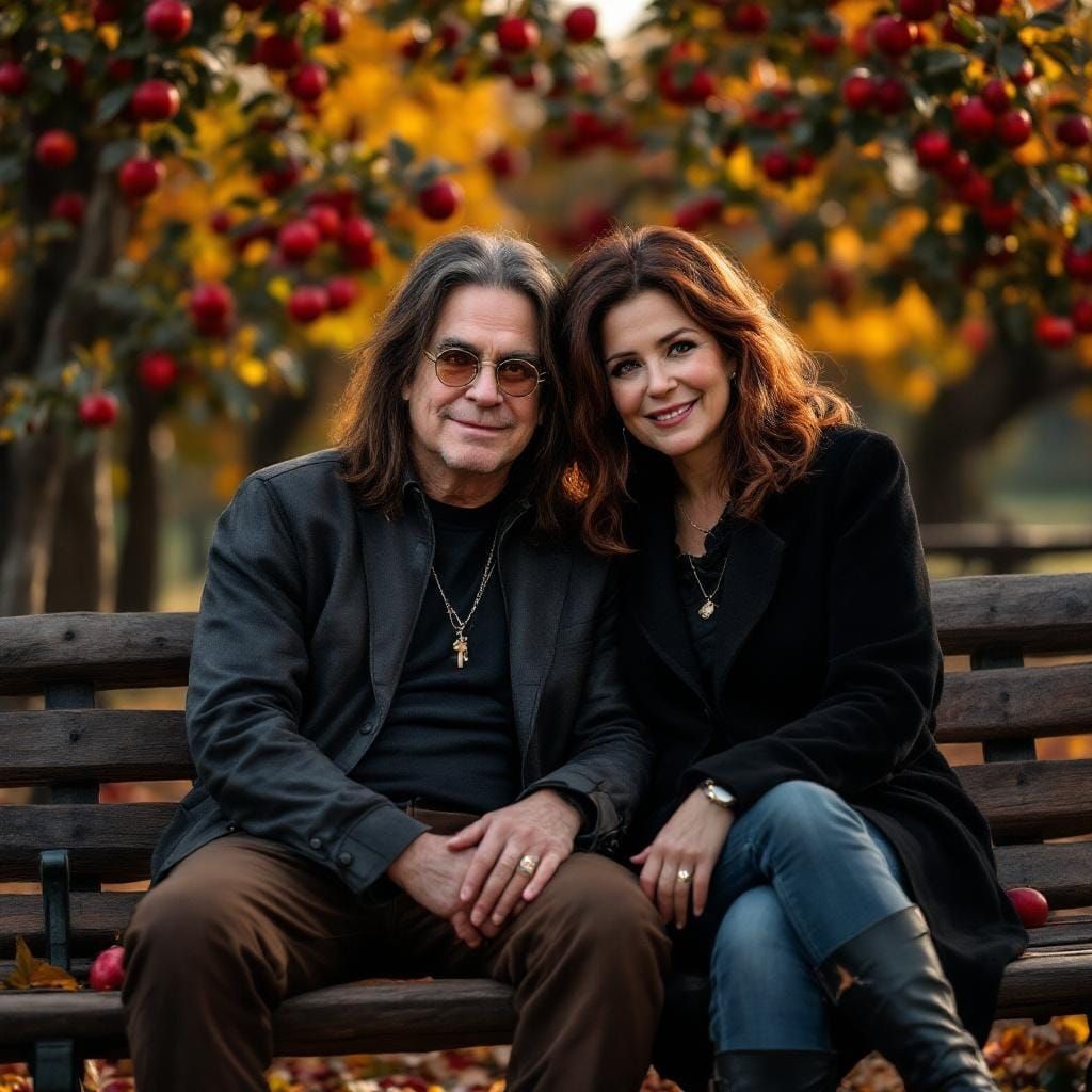 Ozzy and Sharon Relax in Autumnal Park Scene