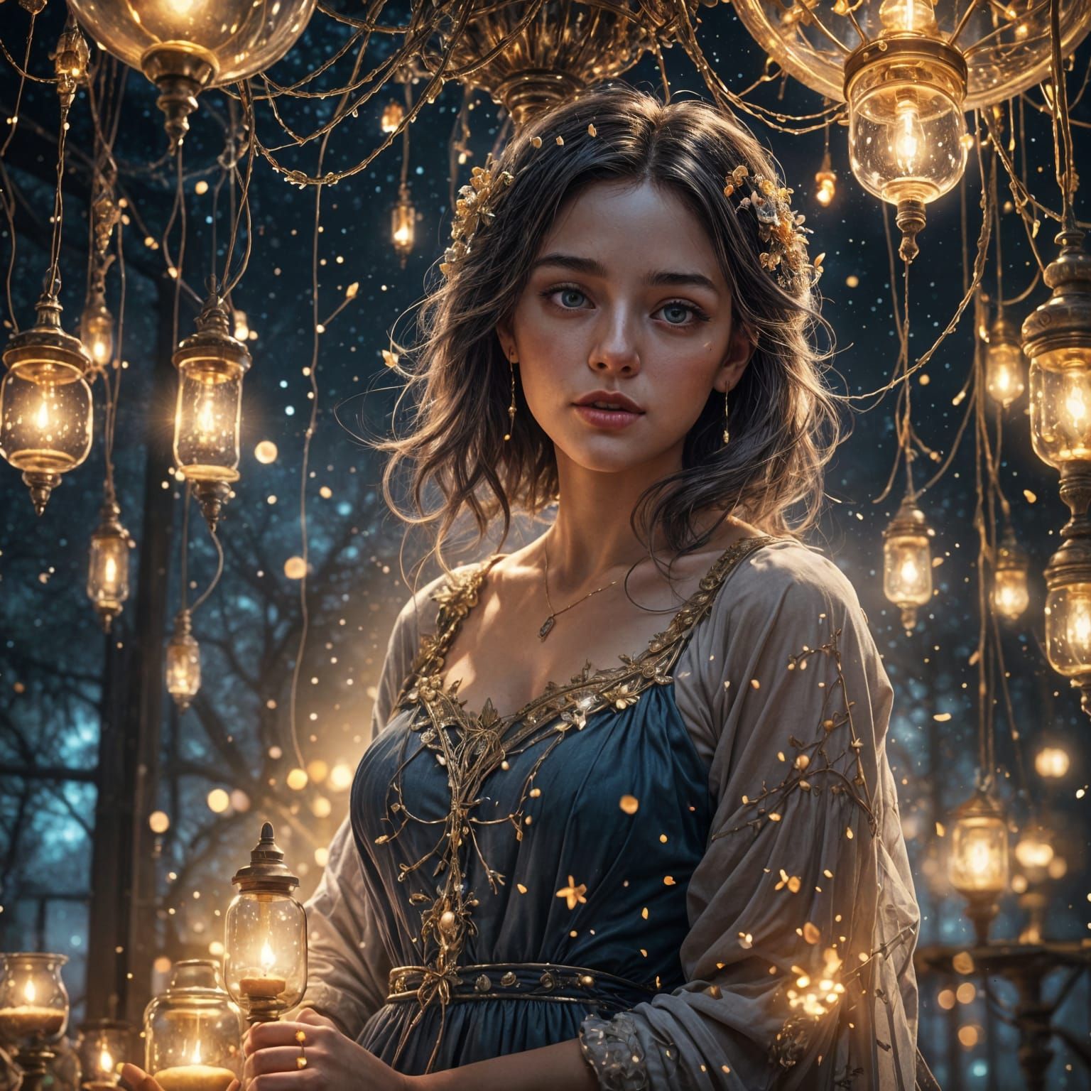 Firefly Lit Portrait in Fantasy Art Style