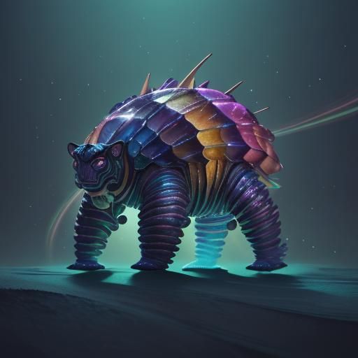 Candy Art Creature on Swirling Background