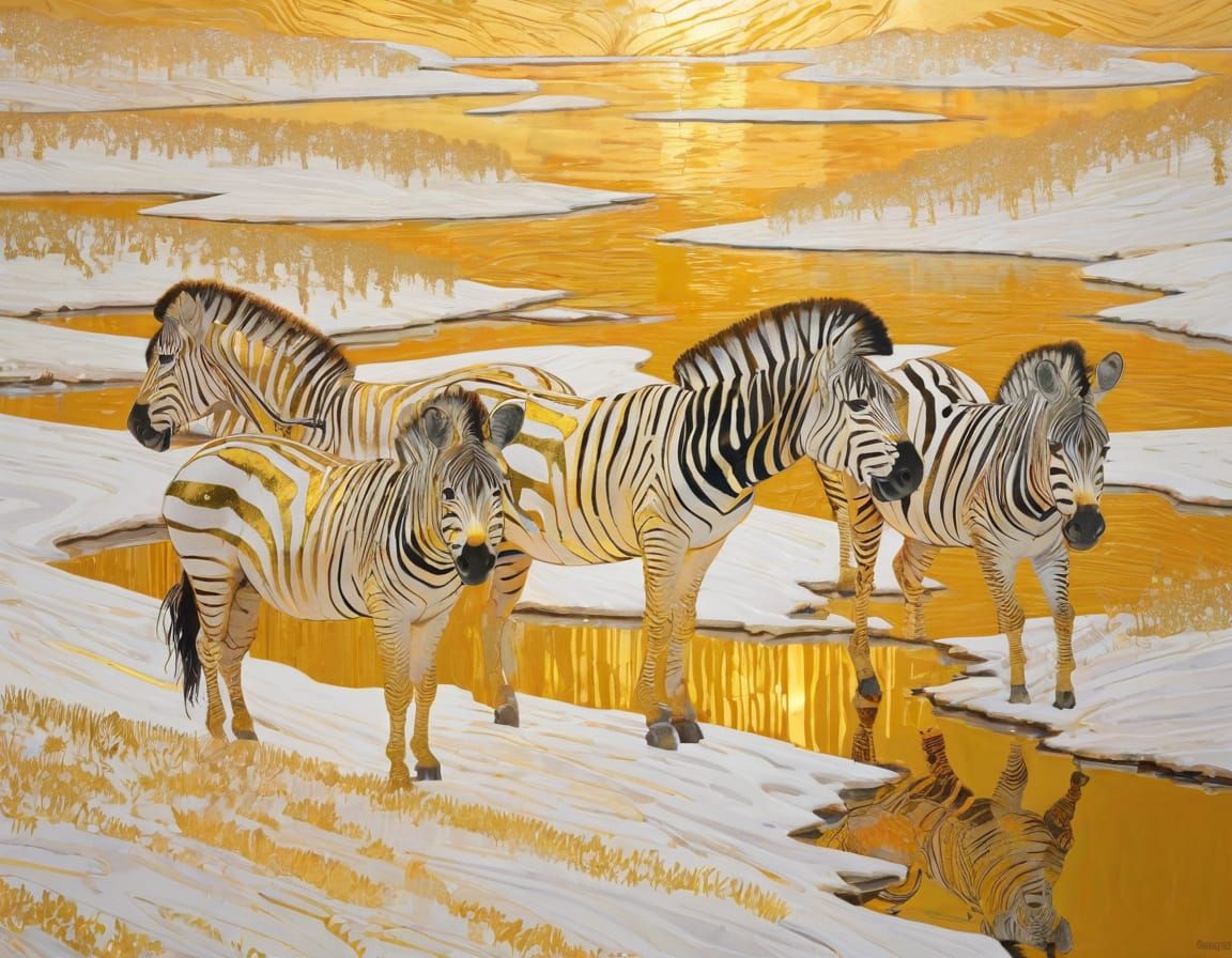 Albino Zebra in Golden Hues