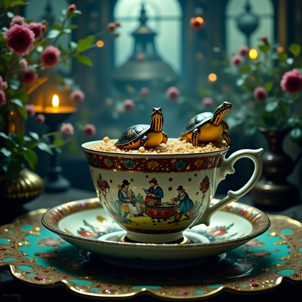 Terrapins in a Teacup: Bioluminescent Giger-esque Scene