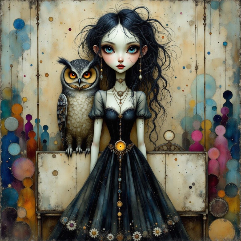 Gothic Woman on Train in Burton Style