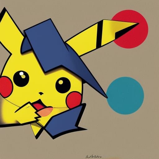 Pikachu Pop Art Screen Print in Bauhaus Style