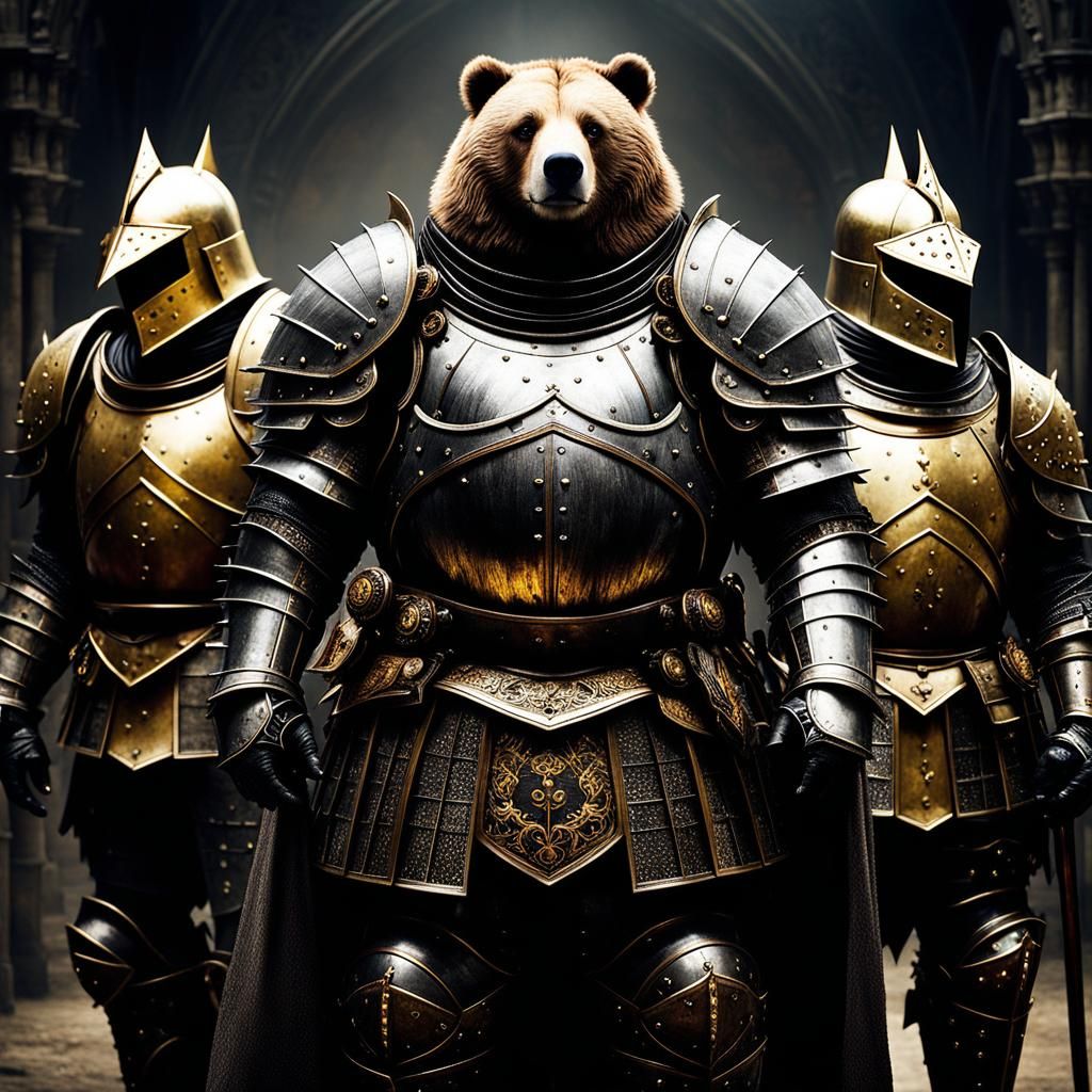 Bear Knight in Shining Armor: Digital Art Portrait