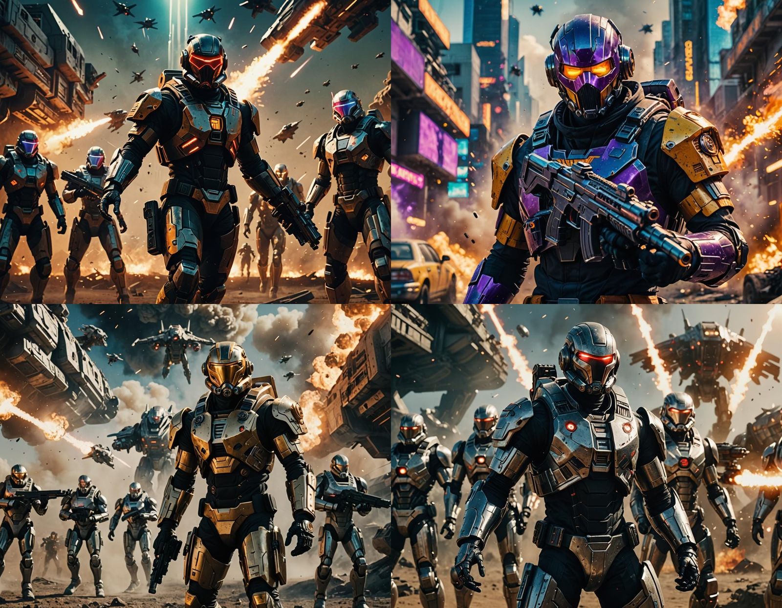 Masked Hero Confronts Cyborg Soldiers in Space