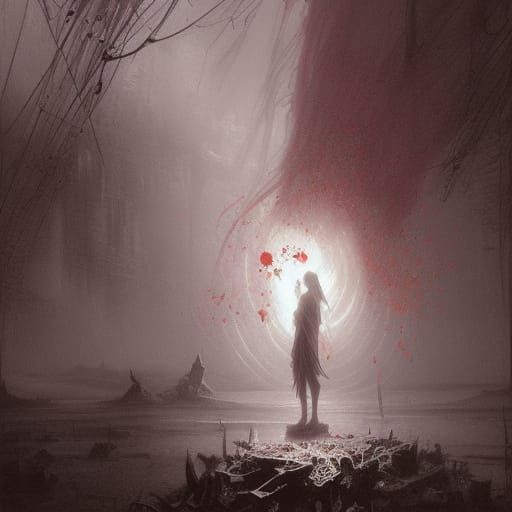 Horror Sakura in Gustave Doré Style