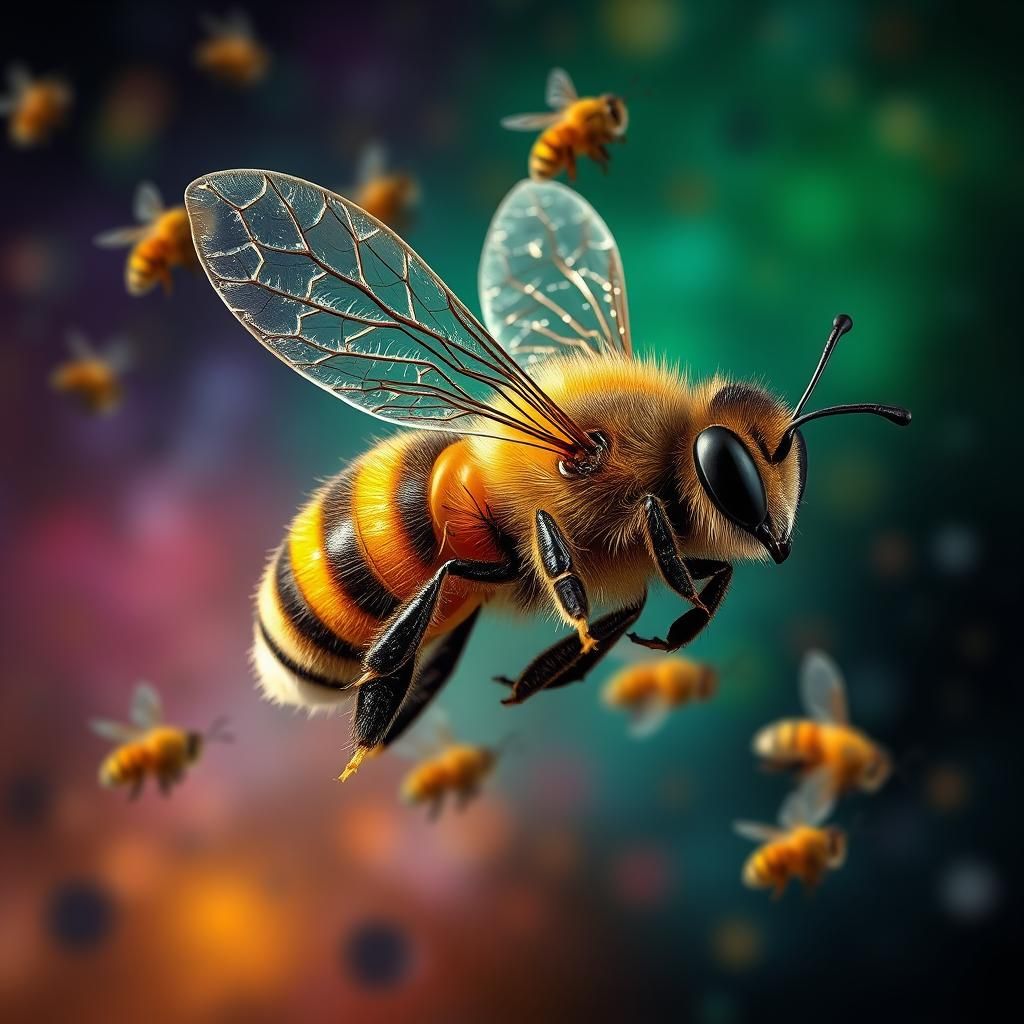 "Buzz!" Created by Bees in Hyperrealistic Splash Art