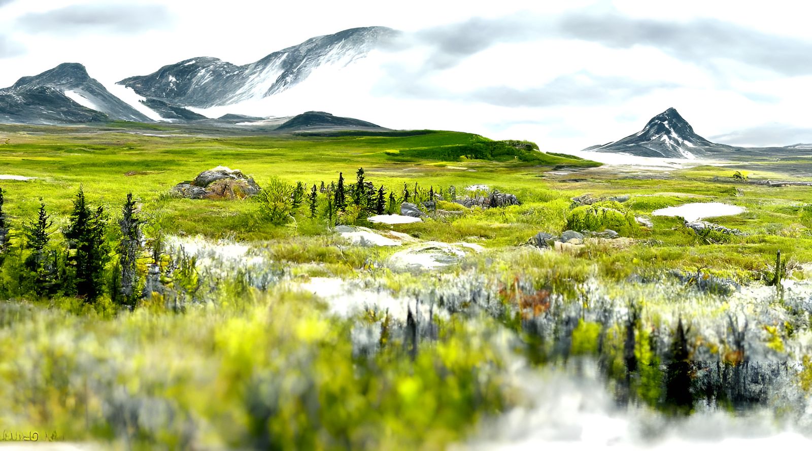Tundra Landscape in Photographic Painting Style