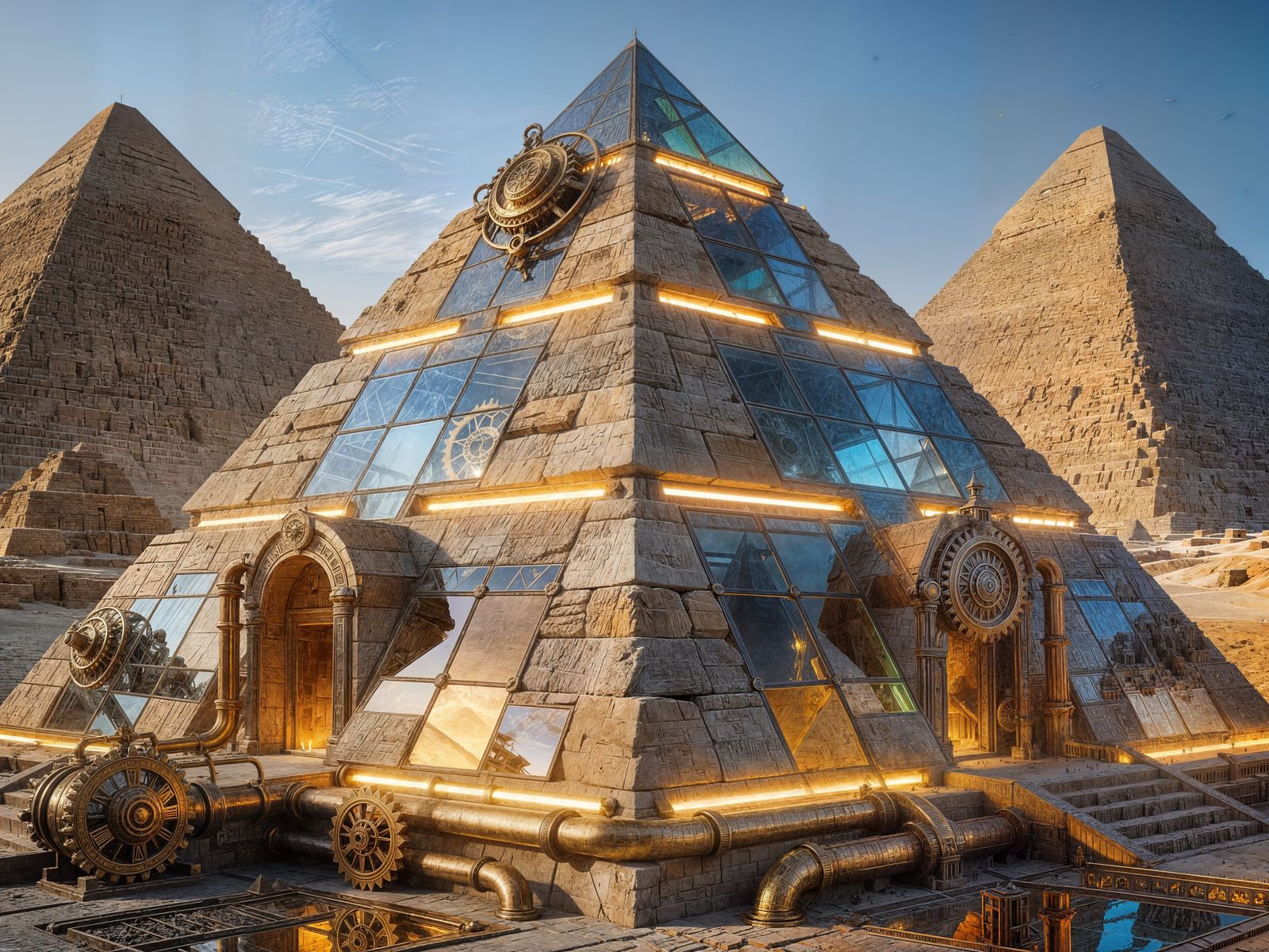 Steampunk Pyramids of Egypt with Modern Innovations