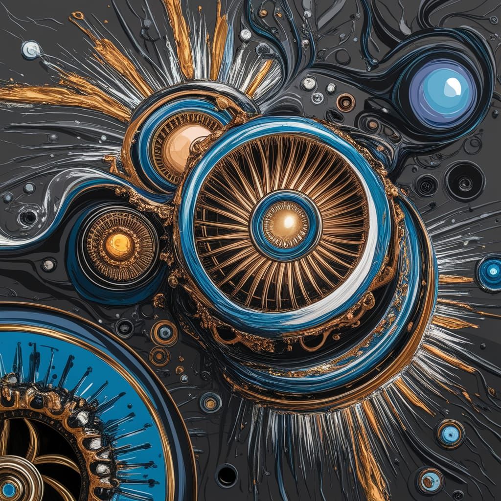 Luxurious Grey Abyss Blue Abstract Surrealism