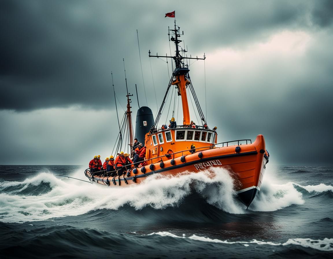 RNLI Lifeboat Rescues Viking Longship: Cinematic Still