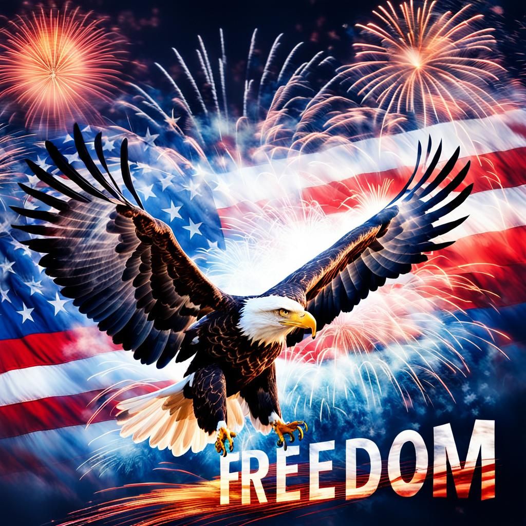 American Flag and Eagle Symbolizing Freedom