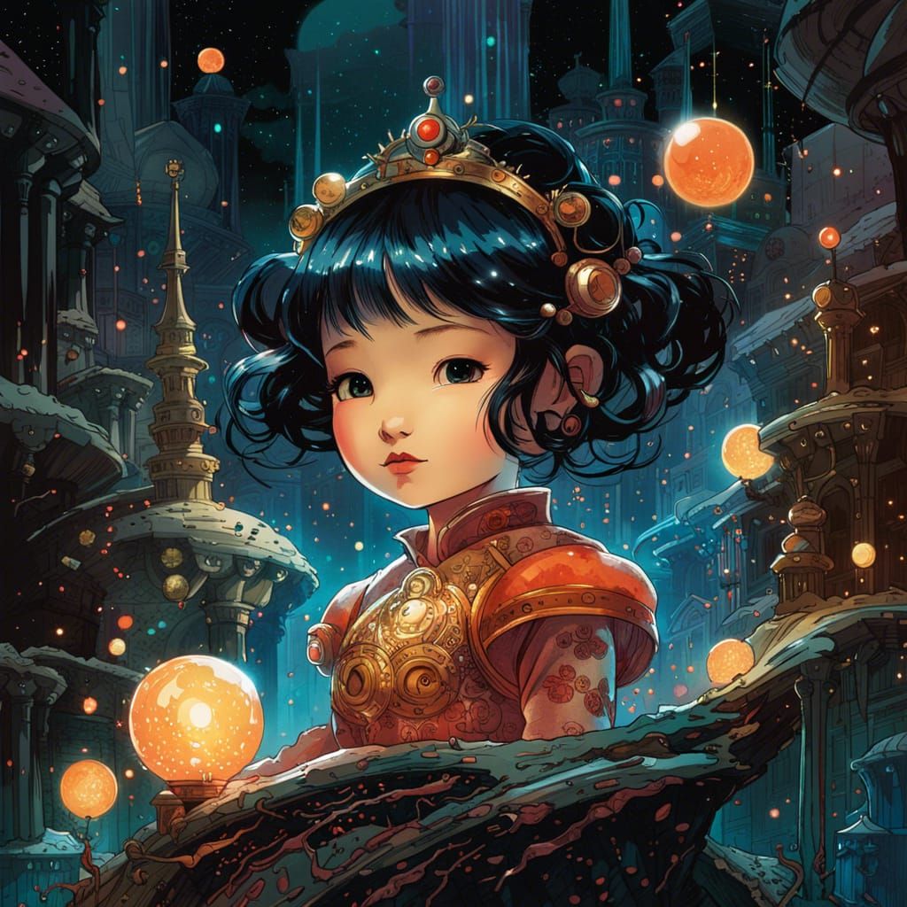 Glowing Princess Constellation in Anime Space