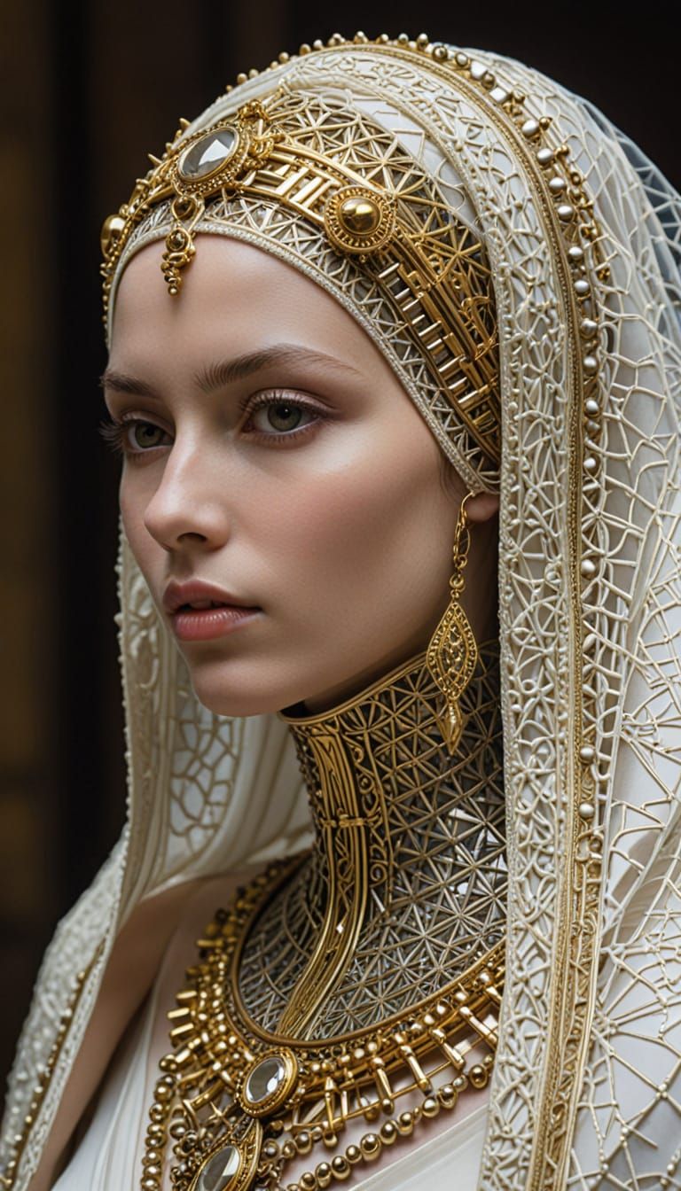 Ethereal Princess in Veiled Exoskeleton