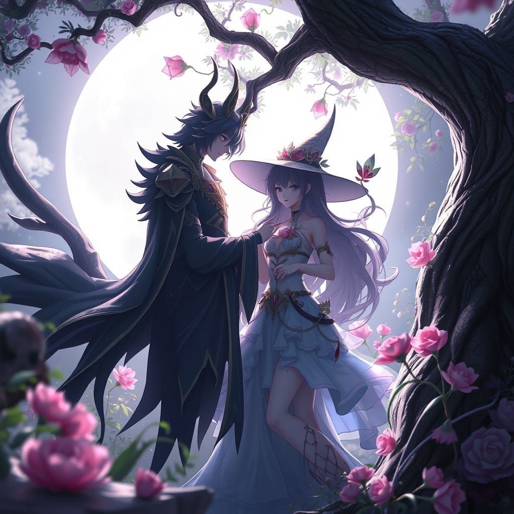 Cyberpunk Prince Meets Mystical Witch in 3D Anime Art