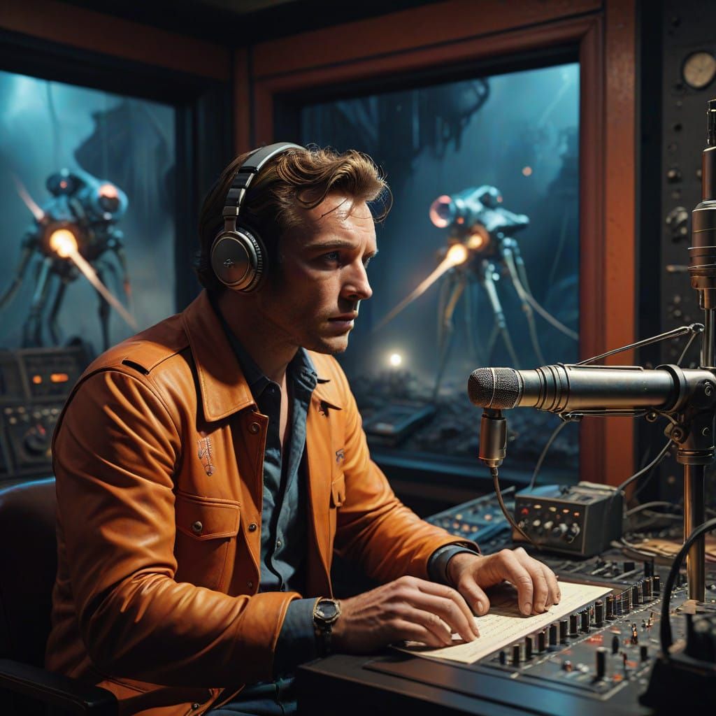 Poised Audio Engineer Captures Cinematic Moment in Analog St...