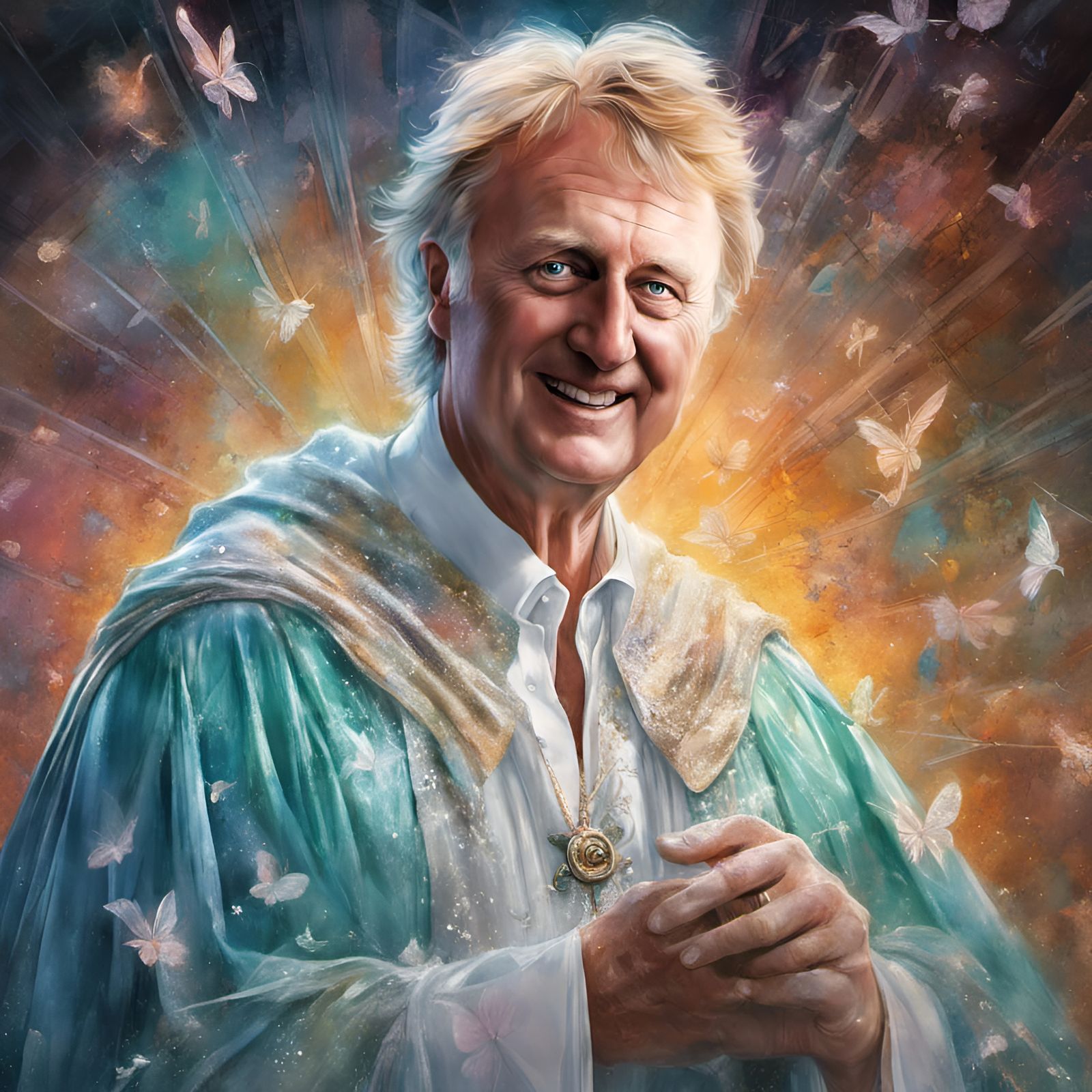 Larry Bird as Fairy Godmother, Digital Illustration