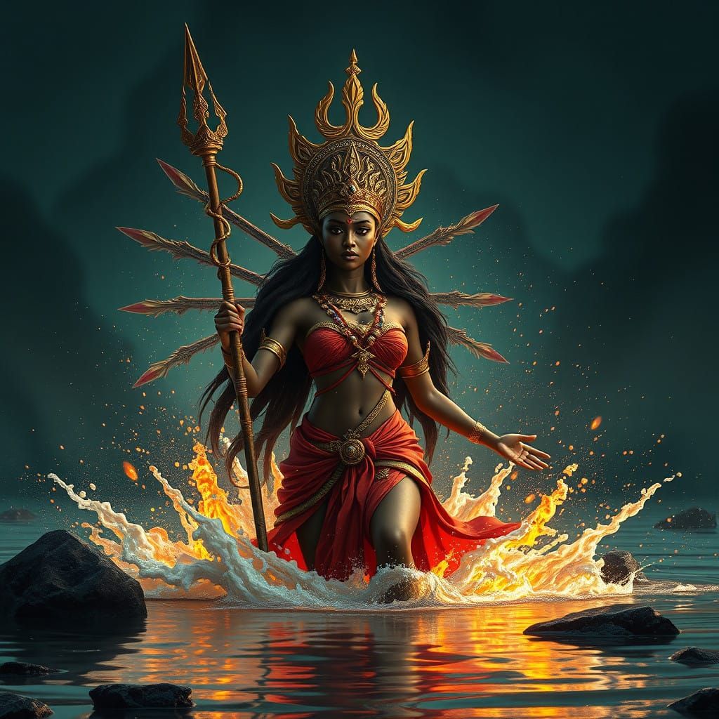 Surreal Nigerian Goddess of the River in Vibrant Fantasy Art