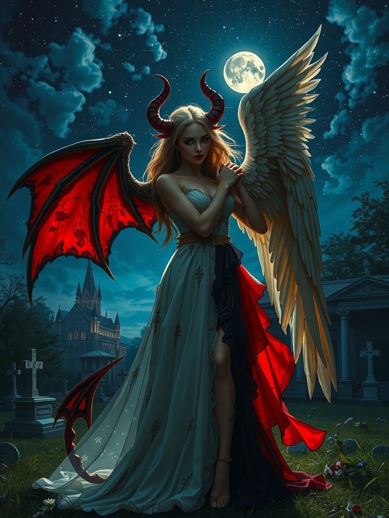 Forbidden Love in a Moonlit Cemetery