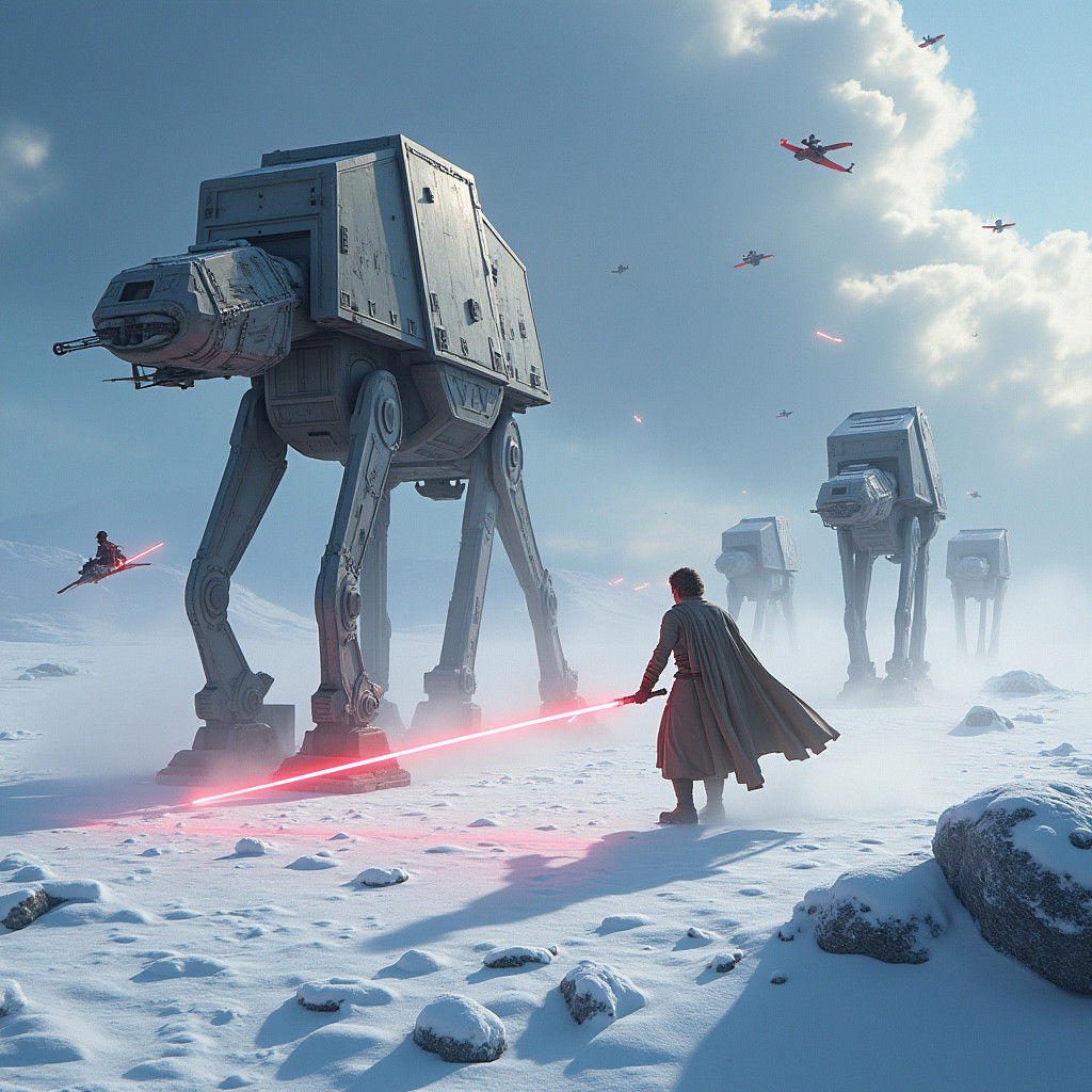 Hoth Battle Scene: Star Wars Epic in Digital Art