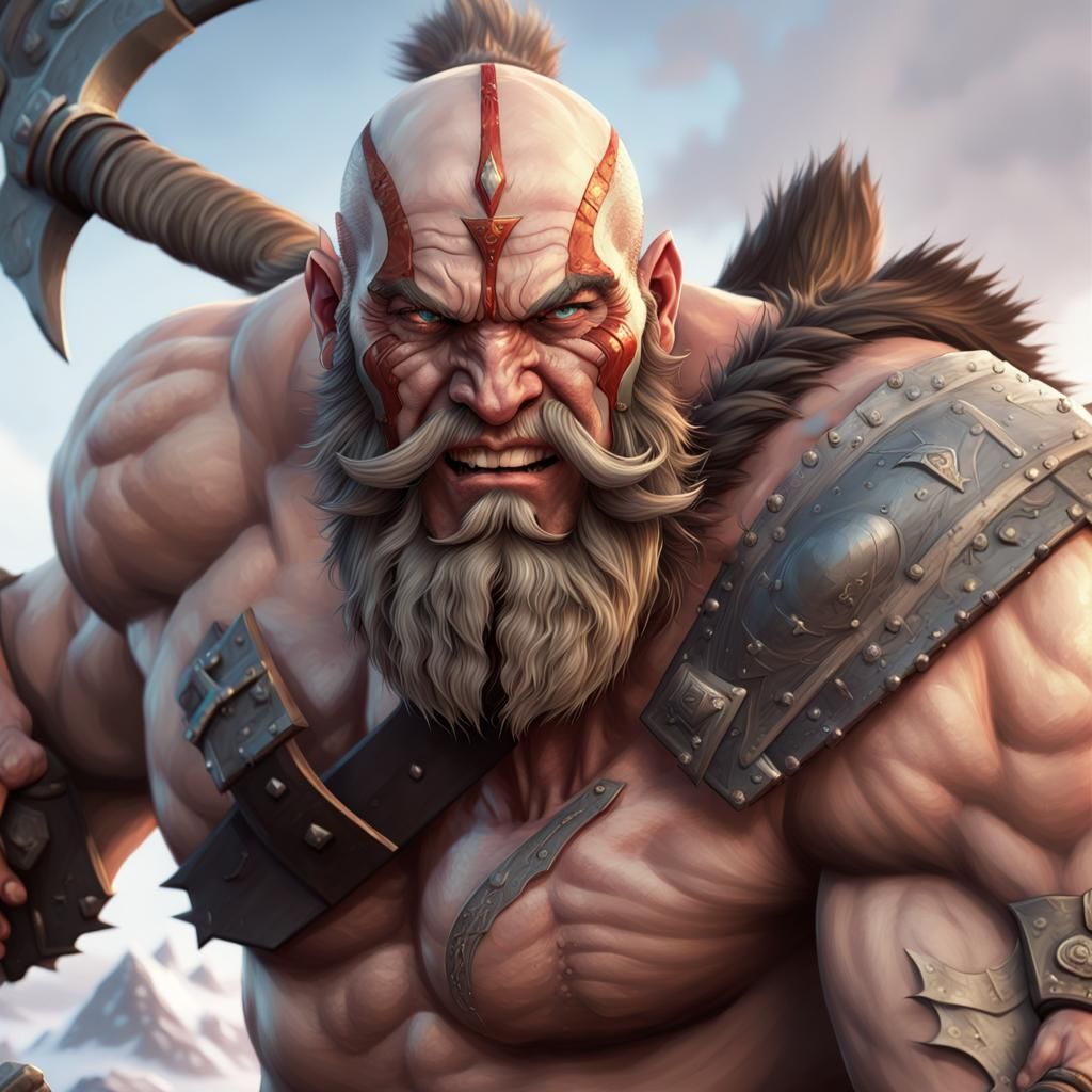 Half-Giant Barbarian Portrait in Detailed Digital Art