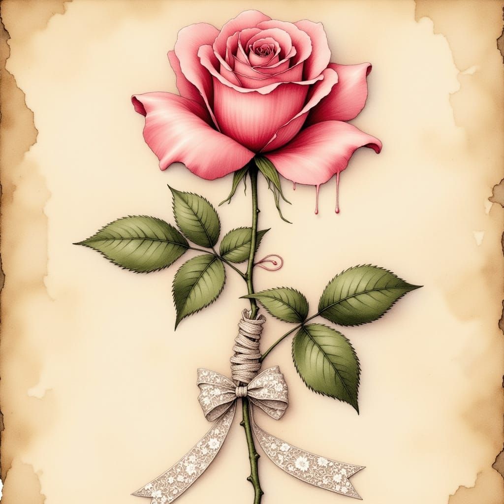 Elegant Pink Rose Portrait in Vintage Style