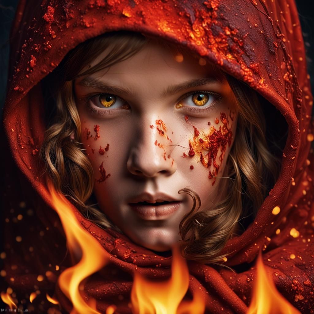 Fiery Little Red Riding Hood Portrait in Unreal Engine 5
