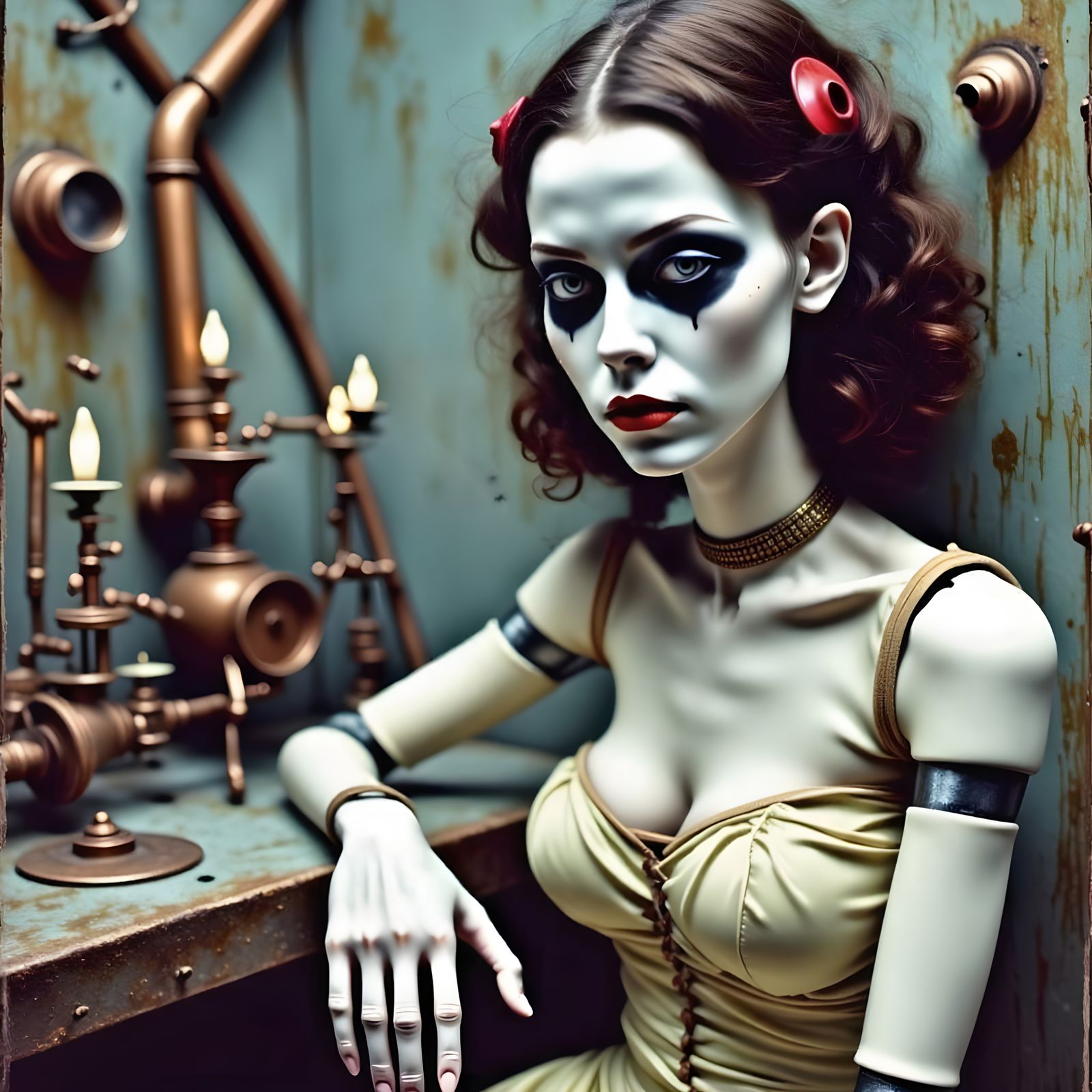 Rustpunk Sci-Fi Marionette Portrait: Fantasy Horror
