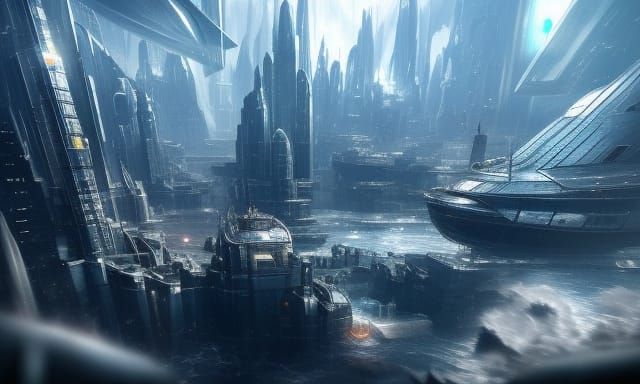 Futuristic Floating City in Hyperrealistic Detail