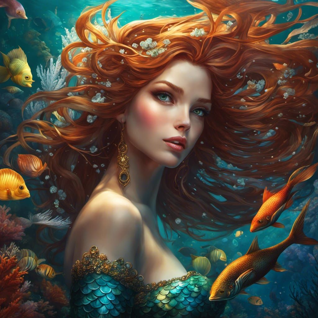 Mermaid's Eyes Emerging: Digital Art in Cel-Shaded Style