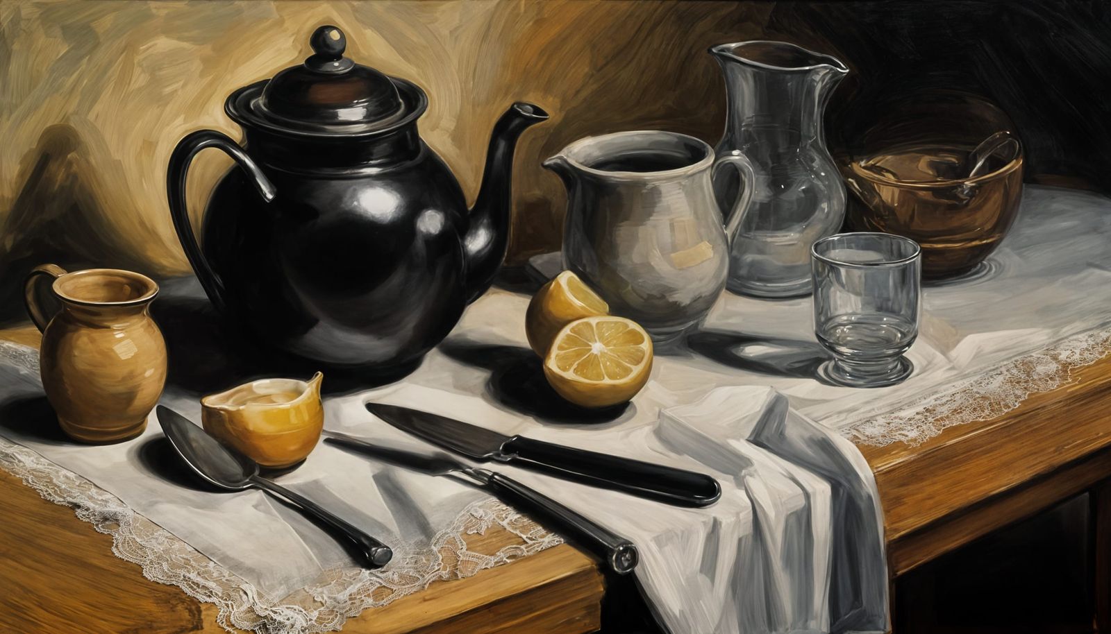 Surreal Still Life with Hidden Face in Chiaroscuro