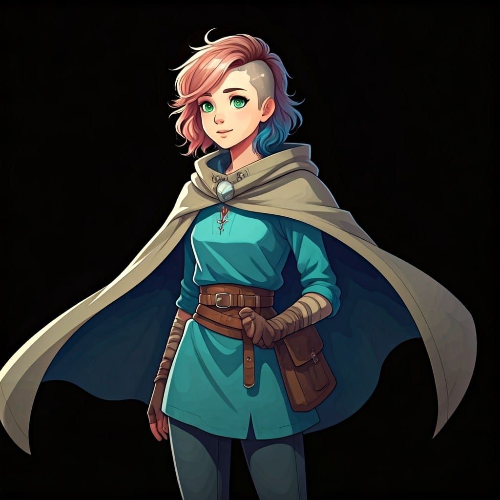 Young Adventurer with Seafoam Eyes in Manga Style